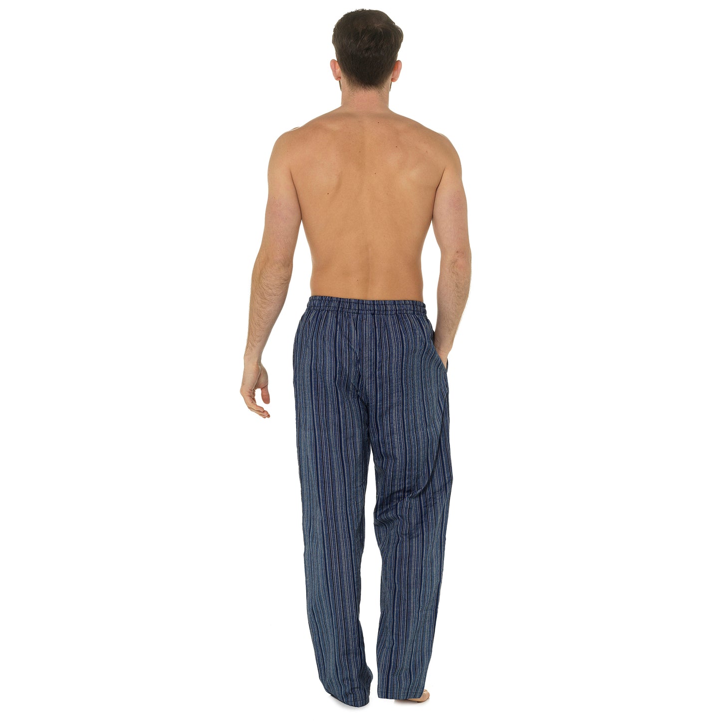 2 Pack Cotton Blend Pyjama Bottoms Lounge Pants - Check and Stripe Pattern