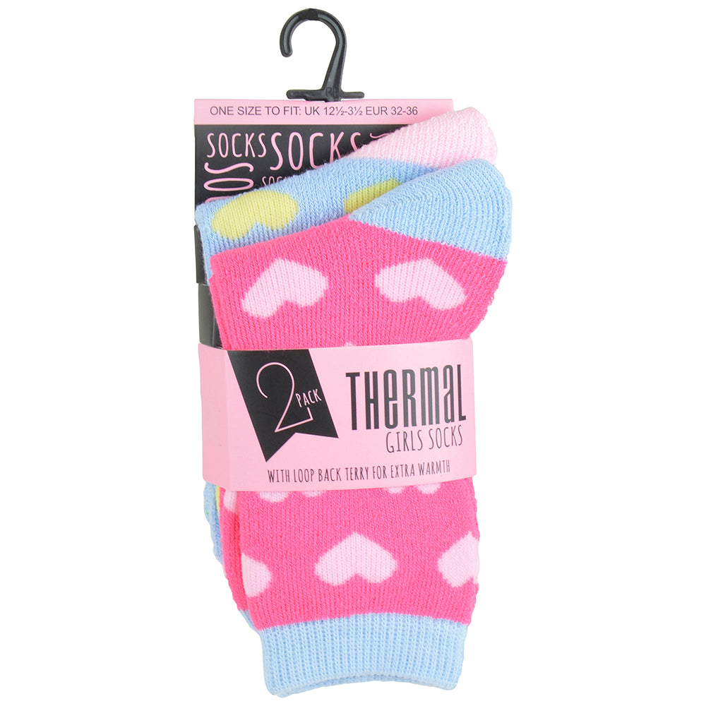 Girls Stars & Hearts Patterned Thermal Socks 4 Pack