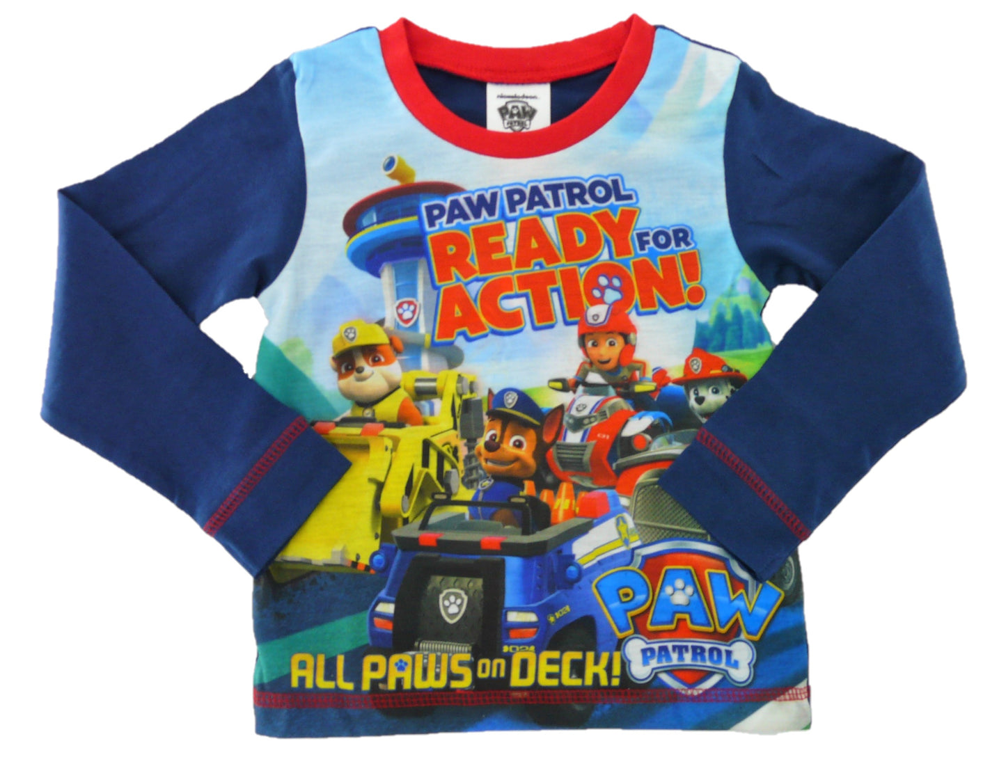 Paw Patrol Ready for Action Boys Blue Pyjamas Featuring Chase, Marshall, Rubble and Alex