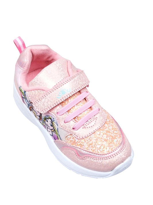 Disney Princess Girls Pink Glittery Touch and Close Low Top Trainers