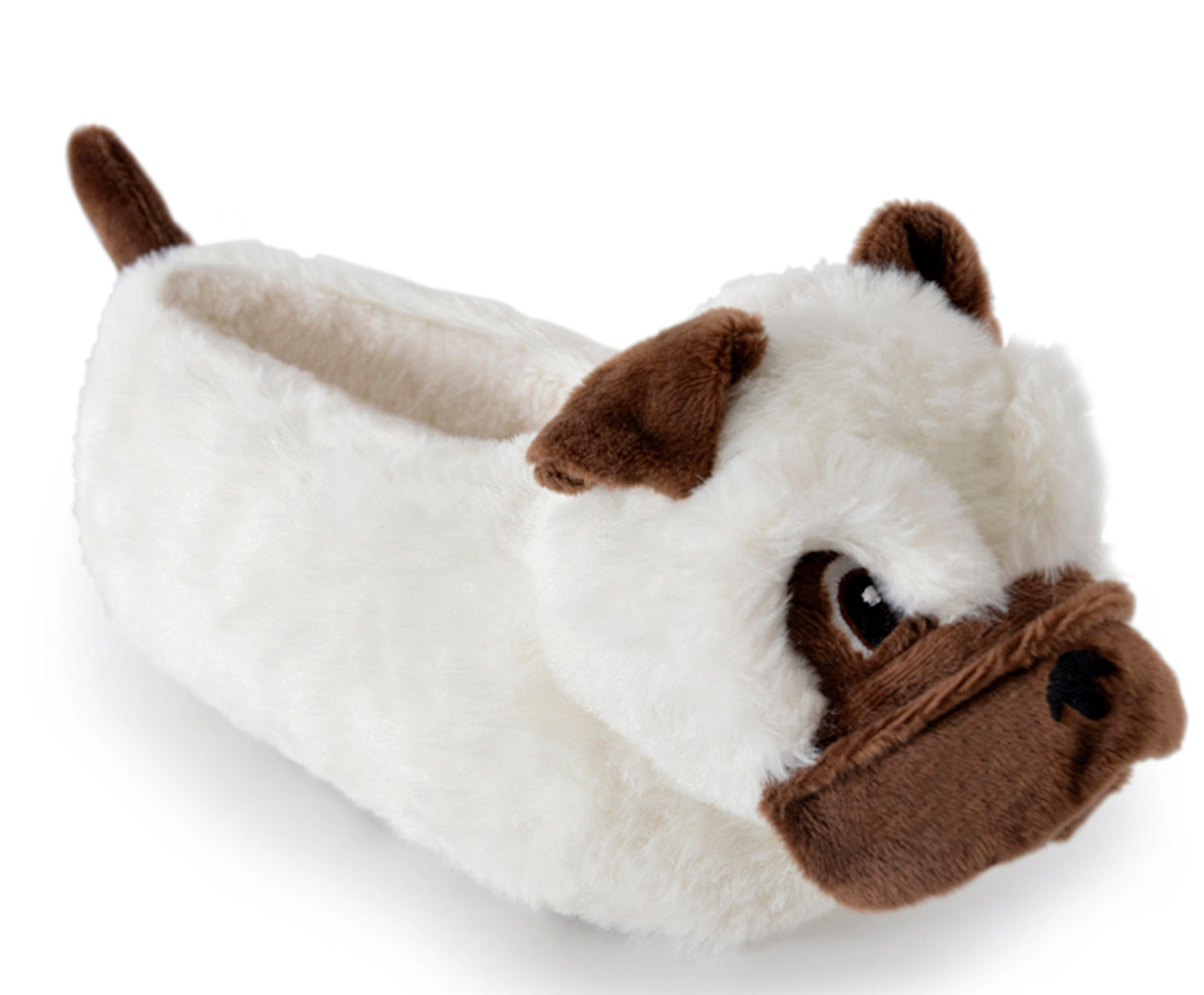 Girls, kids 3D Pug Dog / Puppy Novelty Slippers Brown or White