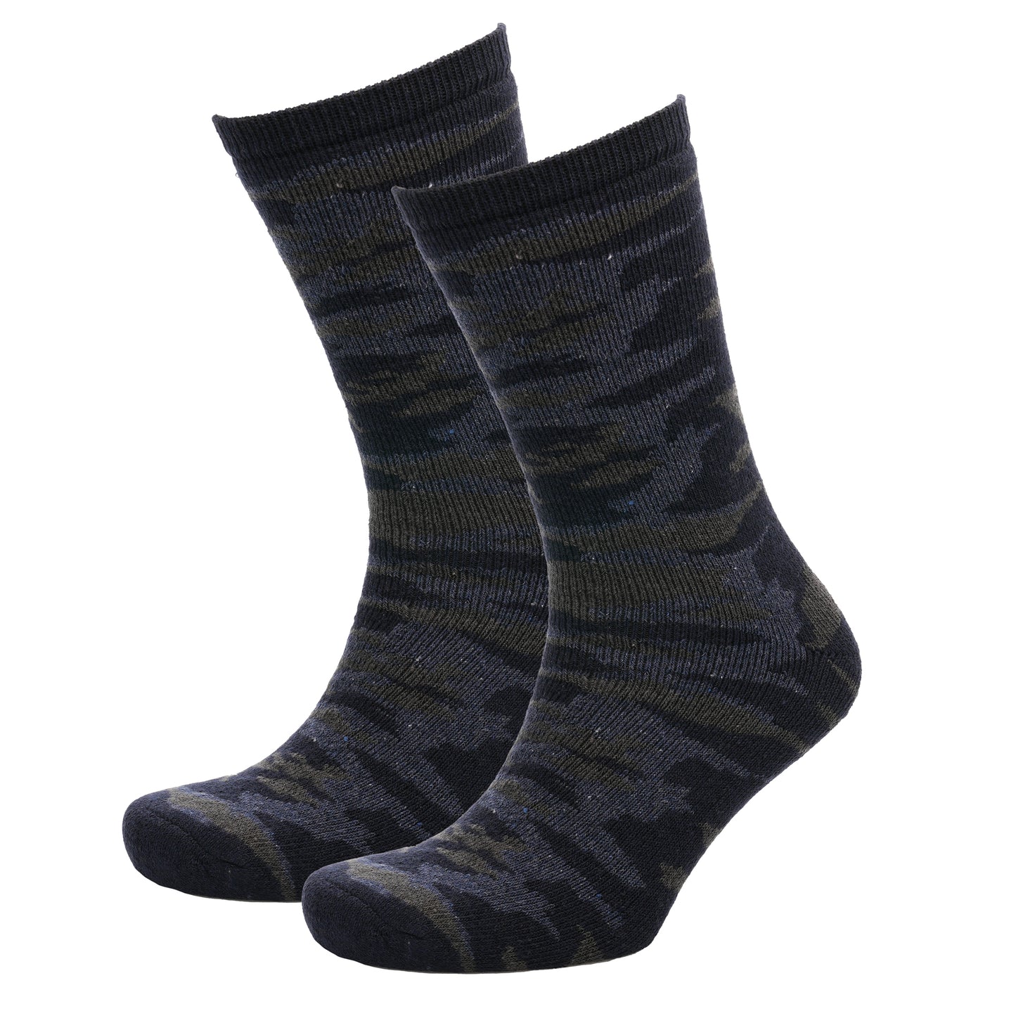 Mens 2 Pack Camo Patterned Cotton Rich Cushioned Outdoor Socks