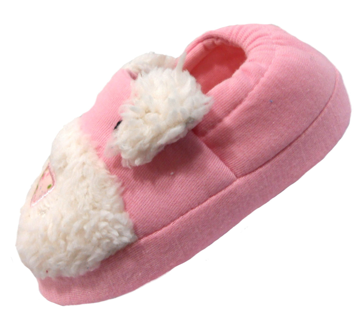 Little Girls Cute Dog Face Pink Slippers