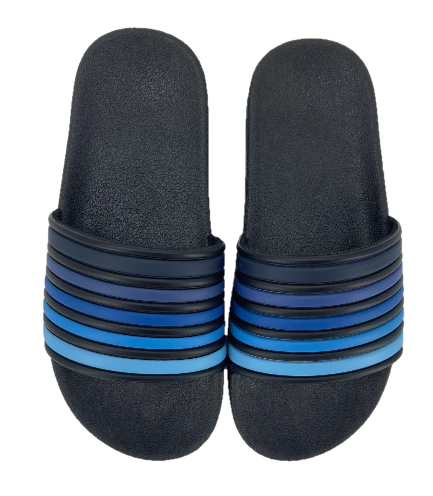 Boys Black & White Striped Pool Sliders Beach Sandals Flip Flops - UK 9-10 Child