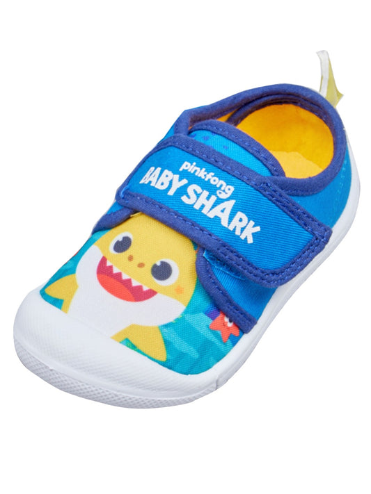 Baby Shark Boys Blue Canvas Bumper Shoes Lowtop Trainers