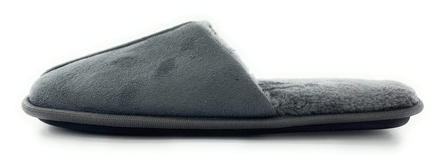 Mens Grey Memory Foam Mule Slippers - 9-10