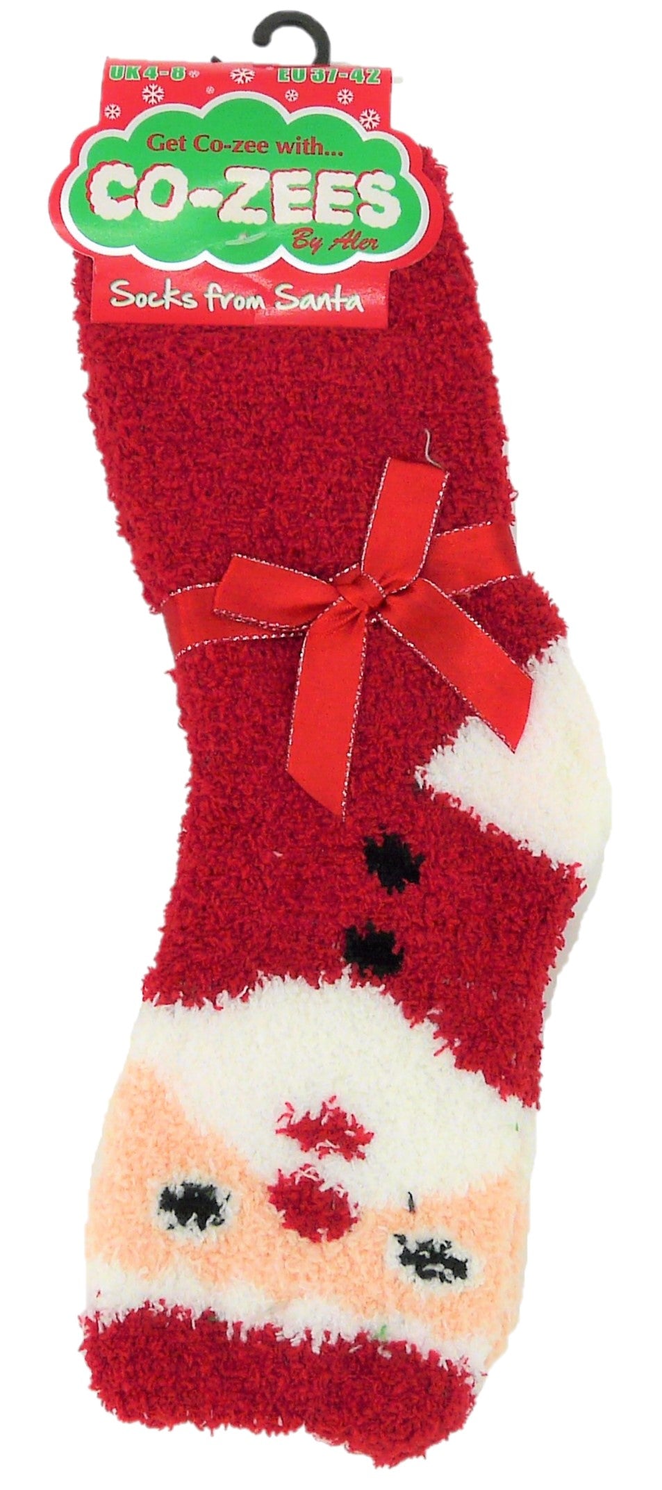 Ladies 6 pack Fluffy Christmas Co-Zees Socks with Gift Bow