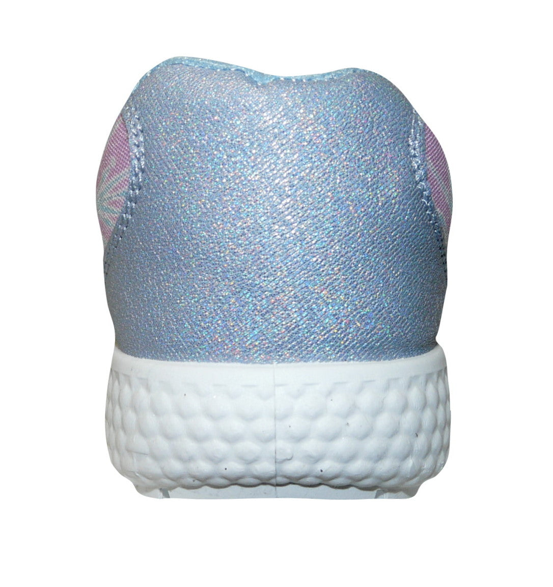 Girls Frozen Blue and Silver Touch and Close Low Top Trainers