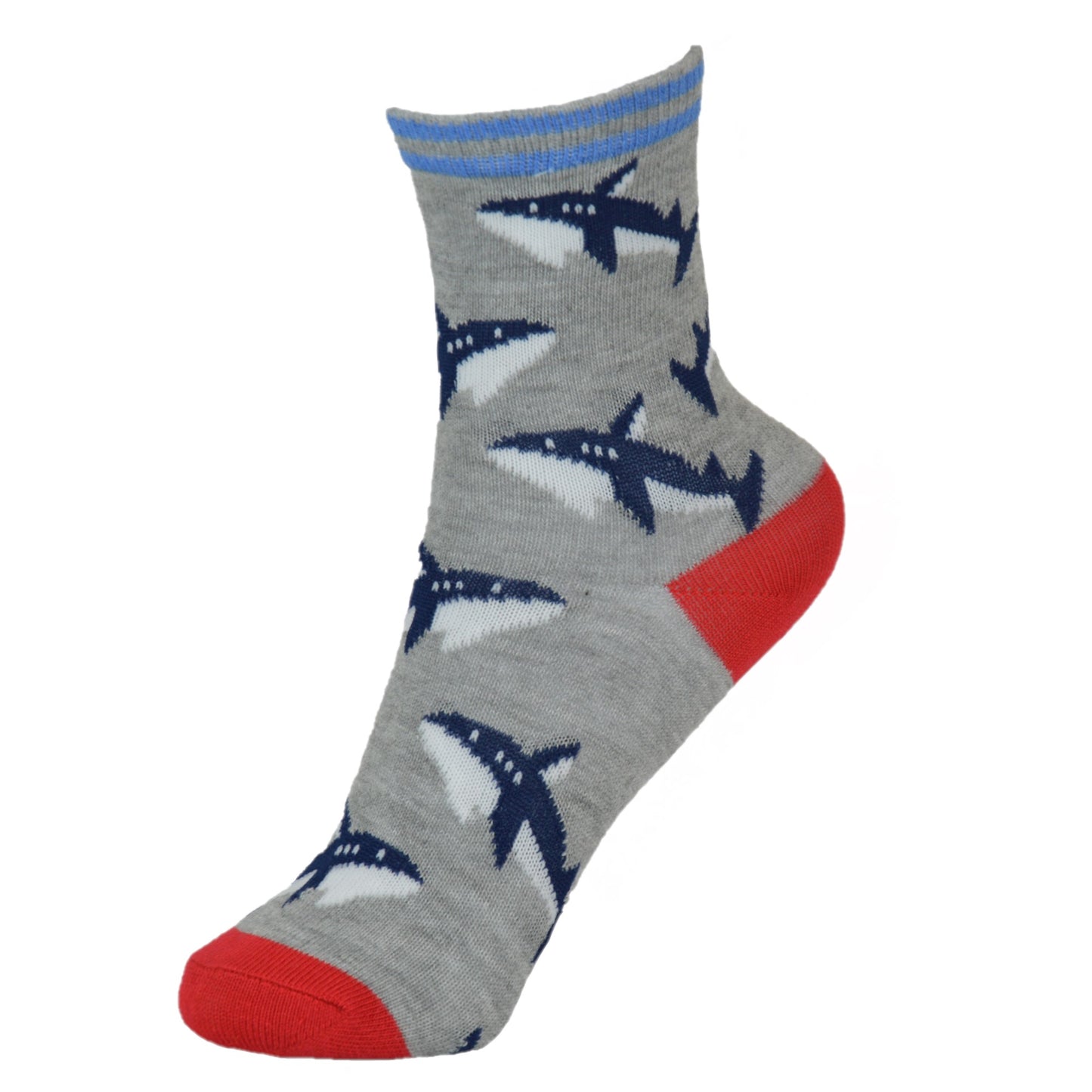 Boys Shark and Dinosaur Patterned Bamboo Multicoloured Ankle Socks - 6 Pairs