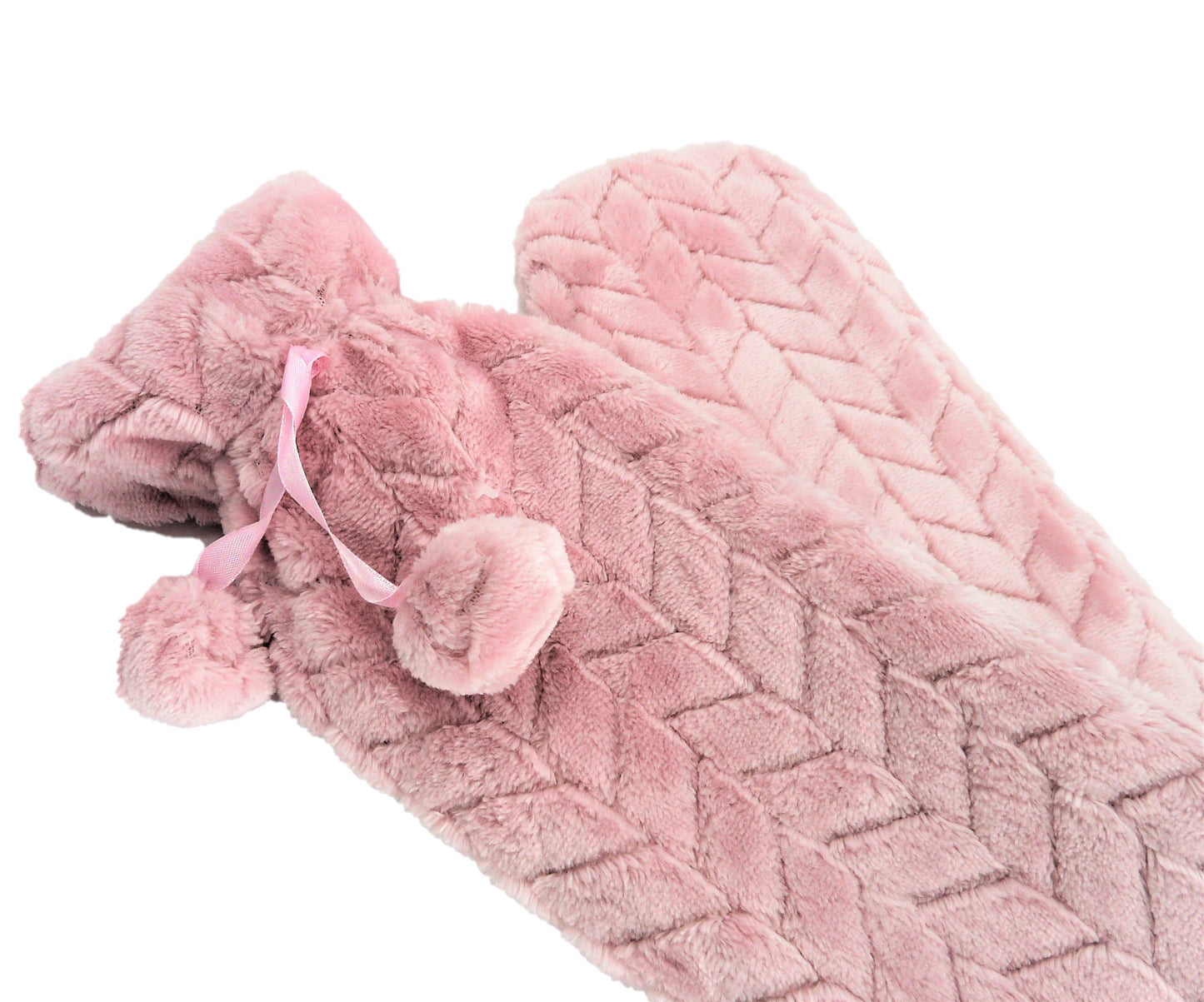 Long Plush Hot Water Bottle & Cover - PINK