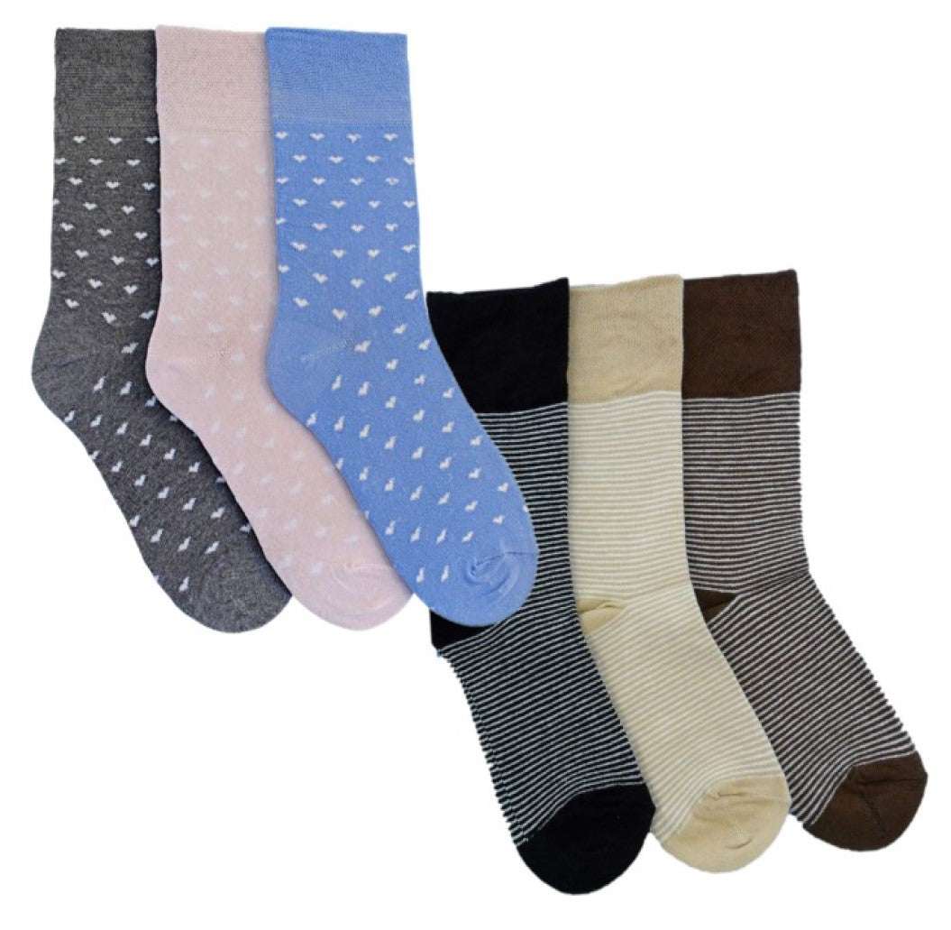 Ladies 6pk Cotton Rich Light Elasticated Top Socks 4-7