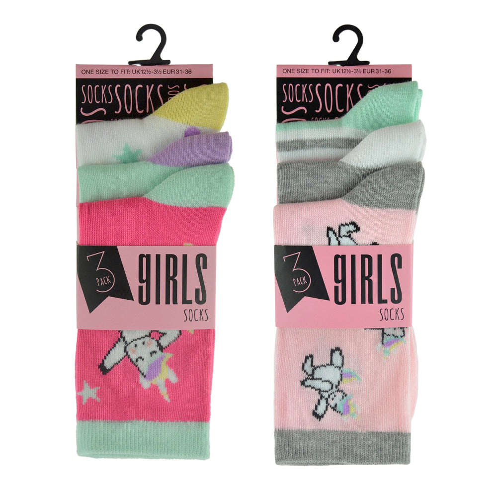 6 Pairs Girls' Unicorn Patterned Socks