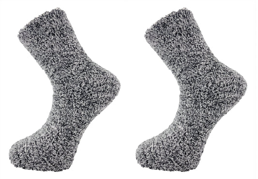 2 Pairs Mens Grey Marl Non-Skid Gripper Slipper Socks