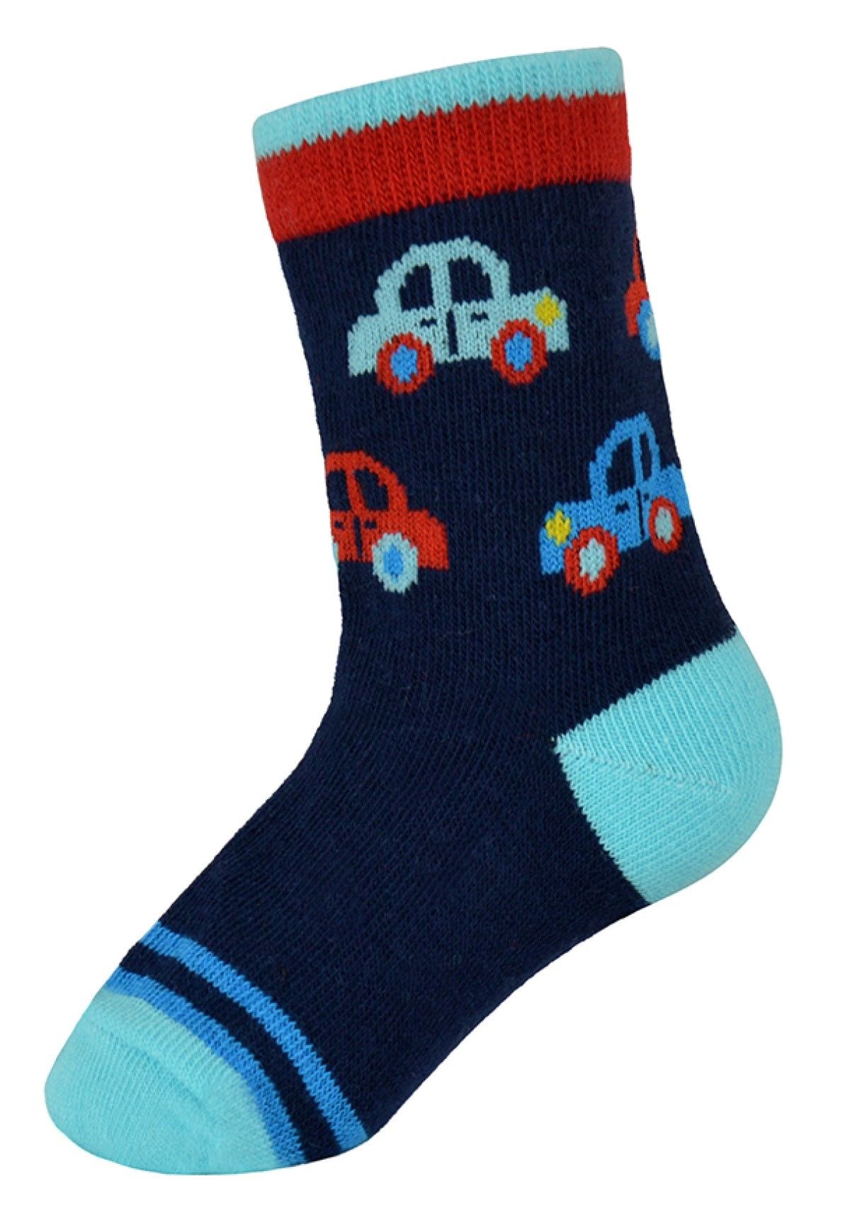 6 Pairs Baby Toddler Boys' Colourful Car Patterned Cotton Rich Socks