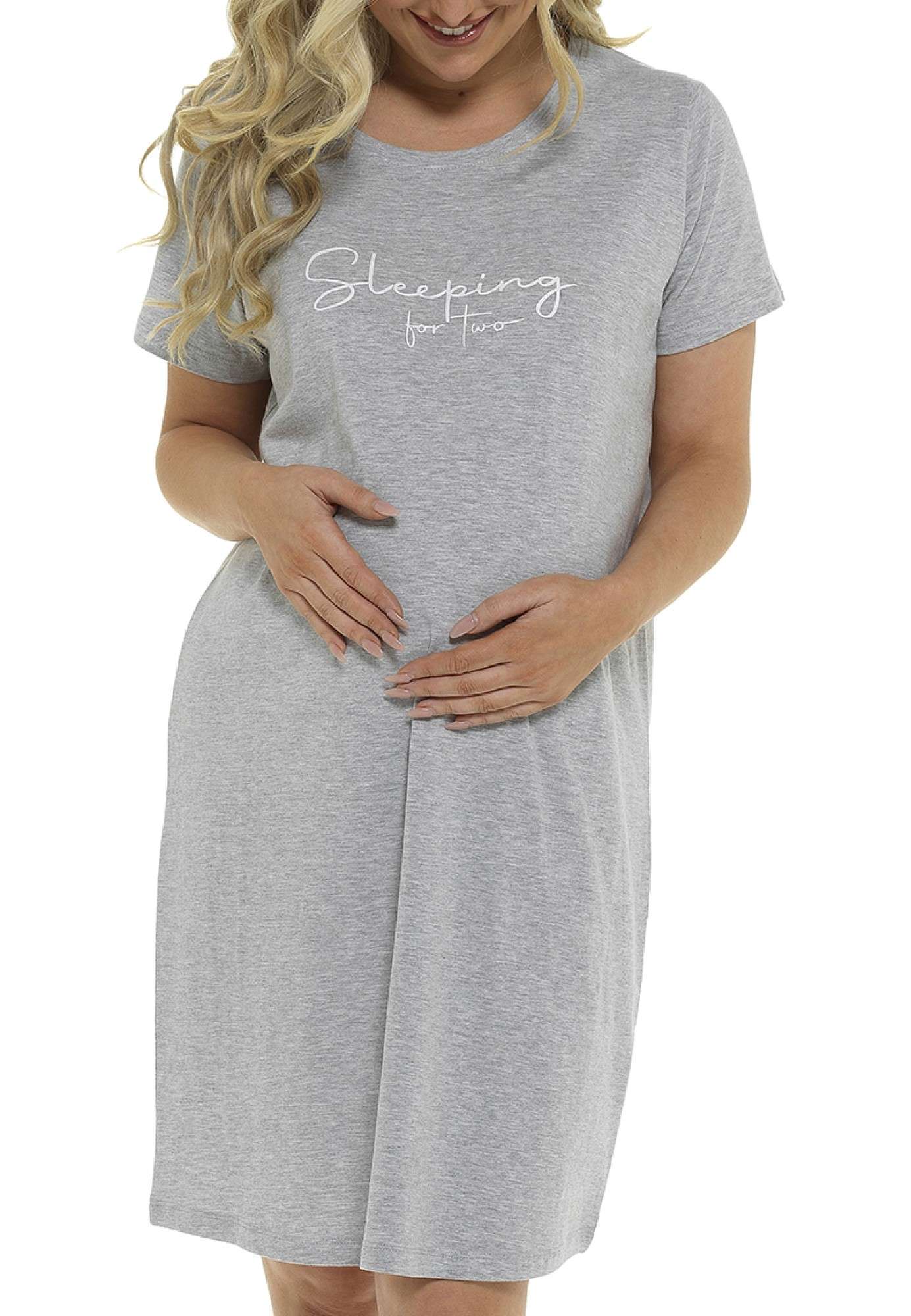 Ladies Maternity "Sleeping for Two" Cotton Short Sleeved Nightie Nightdress