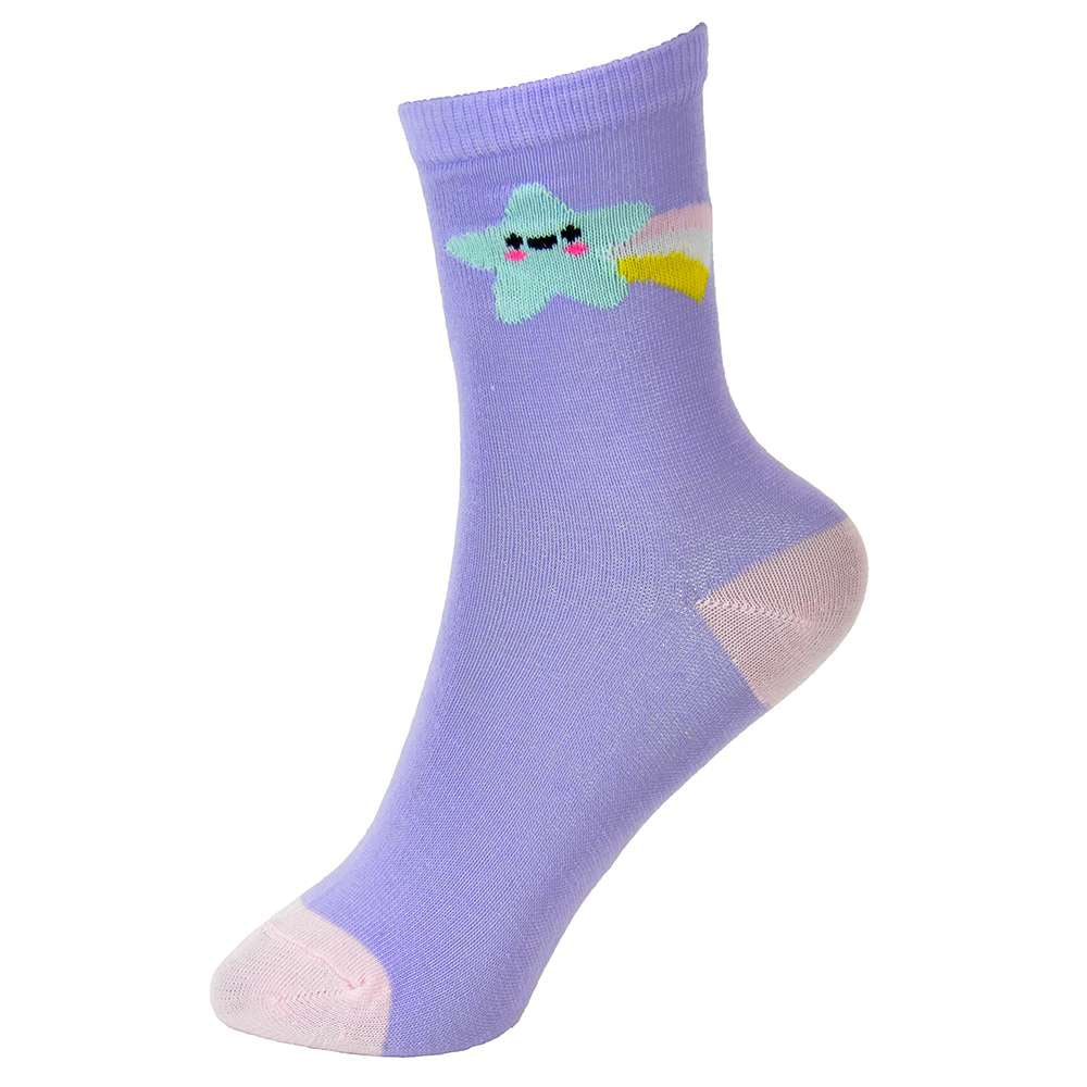 6 Pairs Girls Multicoloured Patterned Ankle Socks