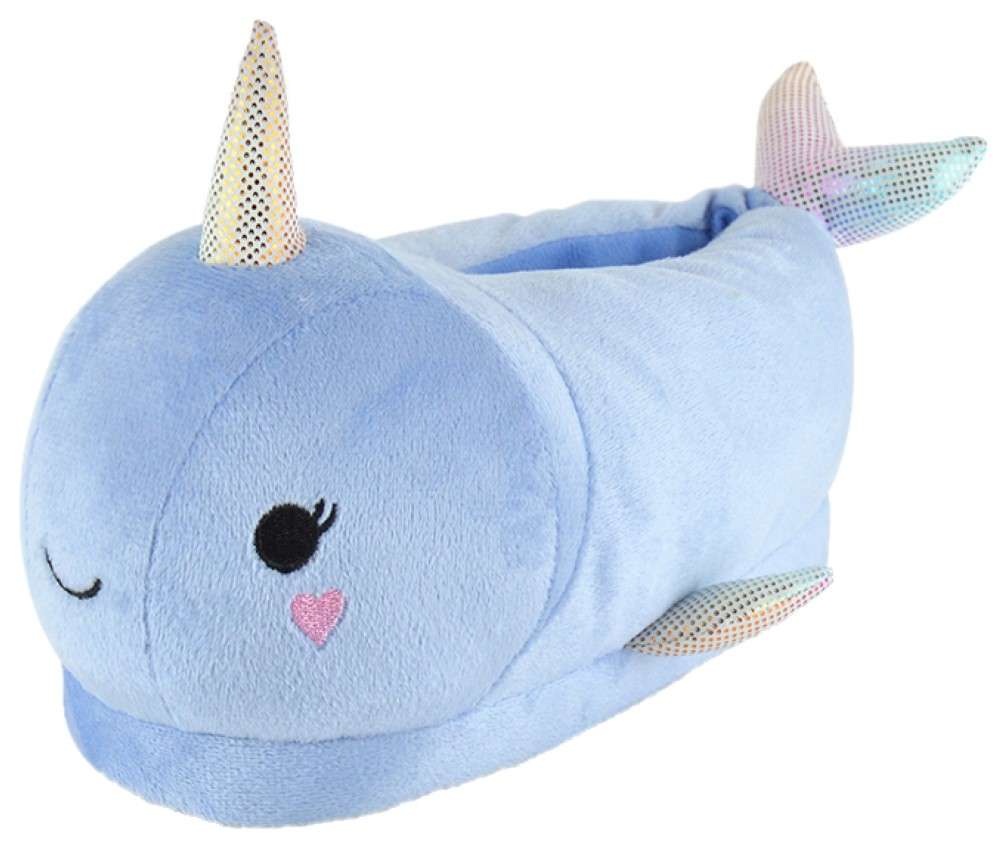 Girls 3D Plush Novelty Whale  Slippers Cute Narwhal Ideal for Christmas