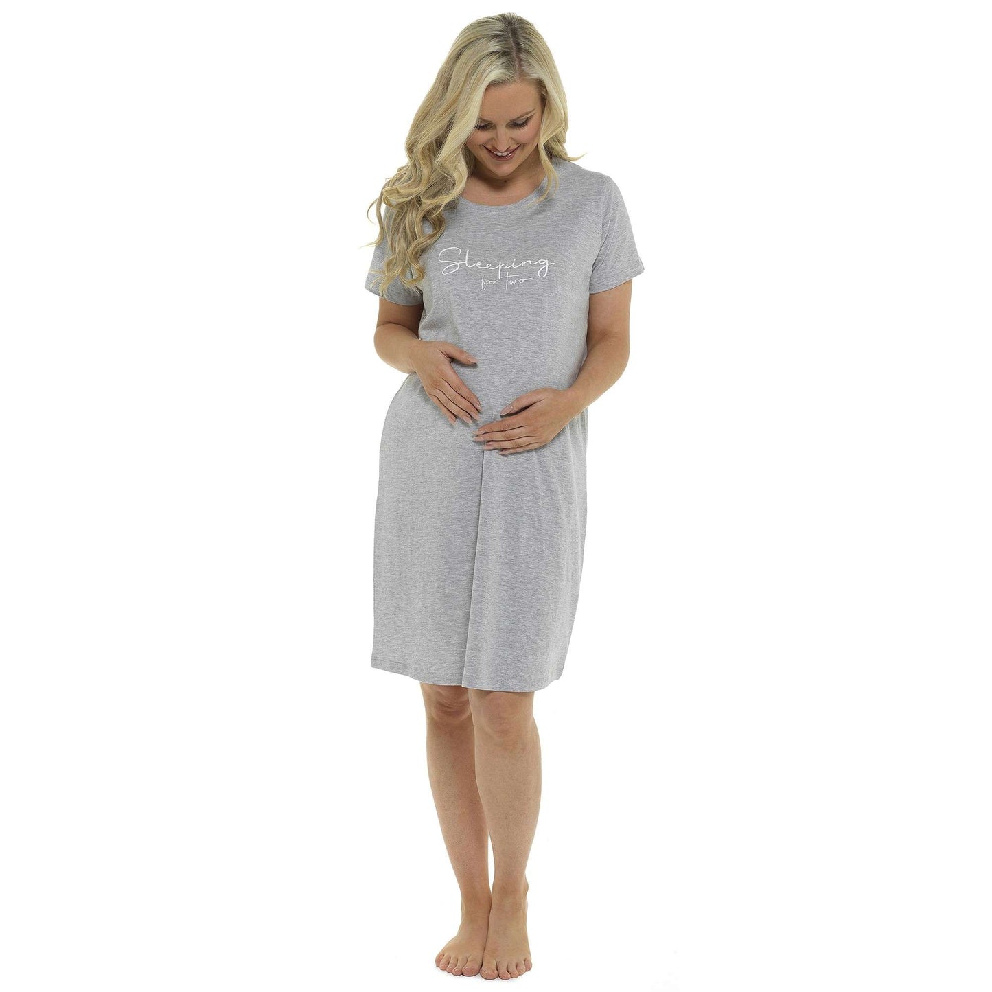 Ladies Maternity "Sleeping for Two" Cotton Short Sleeved Nightie Nightdress