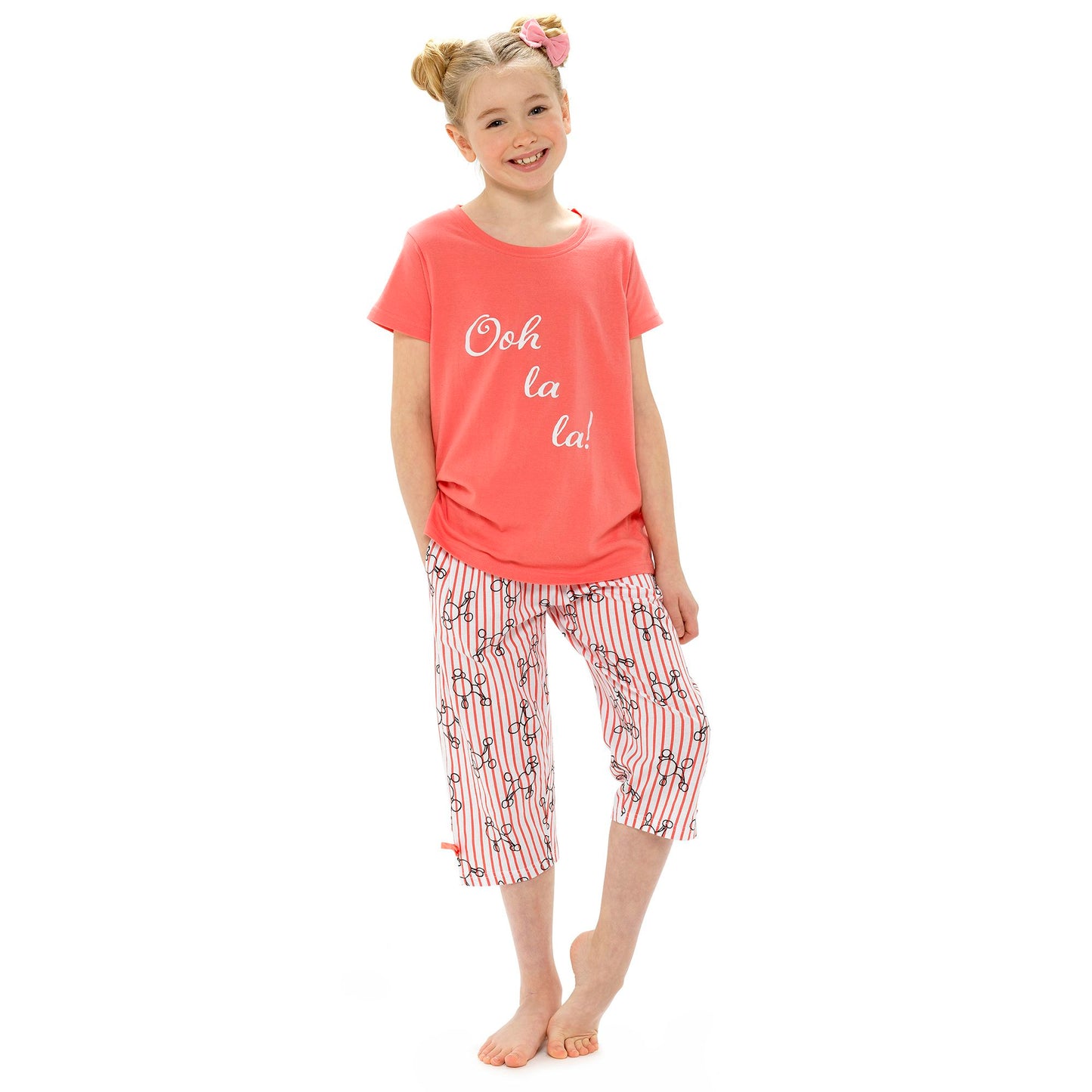 Girl's "Ooh La La" Poodle Print Capri Pant Pyjama Set