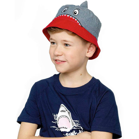 Kid’s Shark Design 100% Cotton Bucket Sun Hat